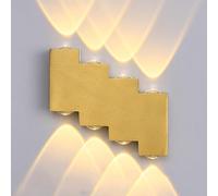 Spotlight a LED, 8 luci Verso Il Basso in Oro Chiaro per Parete illuminante, Portico da Parete Esterno, lampade a Montaggio a Parete Esterno per Villa Cortile Foyer (Oro C, Luce Naturale)