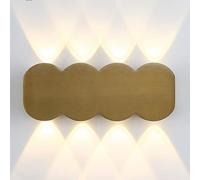 Spotlight a LED, 8 luci Verso Il Basso in Oro Chiaro per Parete illuminante, Portico da Parete Esterno, lampade a Montaggio a Parete Esterno per Villa Cortile Foyer (Oro D, Luce Calda)