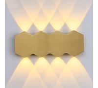 Spotlight a LED, 8 luci Verso Il Basso in Oro Chiaro per Parete illuminante, Portico da Parete Esterno, lampade a Montaggio a Parete Esterno per Villa Cortile Foyer (Oro B, Luce Naturale)