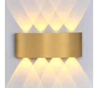 Spotlight a LED, 8 luci Verso Il Basso in Oro Chiaro per Parete illuminante, Portico da Parete Esterno, lampade a Montaggio a Parete Esterno per Villa Cortile Foyer (Oro A, Luce Bianca)