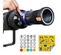 Spotlight Snoot Ottico Bowens 100SLENS-PLUS per Aputure Amaran 60D/100D/150C/300C, 600X Pro, Godox SL60 - 33° Grandangolo / 16° Tele, LED 300W, 20 Gobos e 5 Filtri