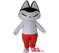 SPOTSOUND Gatto bianco e nero in pantaloni rossi Mascotte US Costume