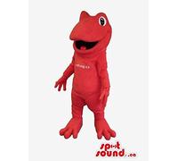Spotsound - Mascotte animale a forma di rana rossa con testo sul corpo