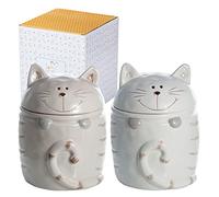 SPOTTED DOG GIFT COMPANY - Barattoli da cucina a forma di gatto - per tè, caffè e zucchero - idee regalo per donna, uomo e amanti dei gatti - in ceramica - set da 2