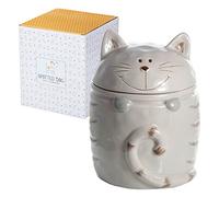 SPOTTED DOG GIFT COMPANY - Biscottiera a forma di gatto - barattolo da cucina - idee regalo per donna, uomo e amanti dei gatti - in ceramica - grigio