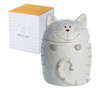 SPOTTED DOG GIFT COMPANY - Biscottiera a forma di gatto - barattolo da cucina - idee regalo per donna, uomo e amanti dei gatti - in ceramica - bianco