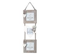 SPOTTED DOG GIFT COMPANY - Cornice Portafoto in Legno, Forma di Quadrato e Cuore da Appendere, Cornice da Parete 3 Triplo Cornice per Foto Mutiple, Grigia Bianca con Motivo Cane