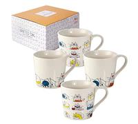 SPOTTED DOG GIFT COMPANY Set di 4 Tazze Gatto da Caffè in Ceramica 380 ml per Caffè e Tè, Tazze con Gatti Divertenti, Regalo per Gattara, Donna e Uomo