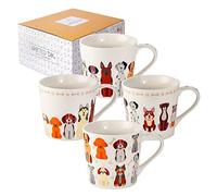 SPOTTED DOG GIFT COMPANY Set di Tazze da Caffè con Cani, Set di Tazze Grandi, Tazze Colazione da Caffè Tè in Ceramica con Carino Cani, 4 Pezzi, Regalo per Donne Uomini