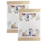 SPOTTED DOG GIFT COMPANY - Strofinacci da cucina con motivo gatti - lavabili in lavatrice - idee regalo per donna - cotone - 50 x 70 cm - set da 2