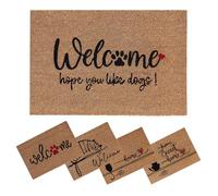 SPOTTED DOG GIFT COMPANY Zerbino Ingresso Esterno Interno 40x60 cm - Zerbino Ingresso Casa In Fibra Naturale di Cocco, Resistente - Con Base Antiscivolo con Cane Welcome