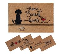 SPOTTED DOG GIFT COMPANY Zerbino Ingresso Esterno Interno 40x60 cm - Zerbino Ingresso Casa In Fibra Naturale di Cocco, Resistente - Con Base Antiscivolo con Cane Home Sweet Home
