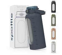 spottle Borraccia in Vetro 2 Litri - Bottiglia Acqua Grande con Cannuccia e Rivestimento in Silicone - Ermetica, Lavabile in Lavastoviglie, Senza BPA (Petrolio, 2000 ml)