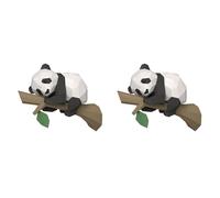 Spourita 2 x modelli di carta 3D animale, panda su origami geometrici per la casa, decorazione da parete, giocattolo pedagogico per bambini, a