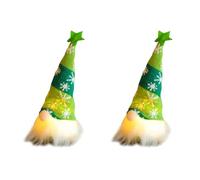 Spourita 2X Bambola Gnomo Natalizia con Luci Bambola Rudolph, Ornamenti Nani Luminosi per La Casa, Regali di Natale, Capodanno-Verde