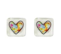 Spourita 2X Token Tascabile nel Vetro con Cuore nel Carta Regalo Ricordo - Cartoline Ricordo con Cuore nel Vetro Fuso - Gettone Tascabile Un Cuore nel Vetro Multicolore