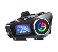 Spovii C1 Interfono Bluetooth per Casco Moto, Interfono Moto 500m con Condivisione Musica, Radio FM, Slot Micro SD, Batteria 1000mAh - Compatibile con Diversi Tipi di Casco