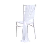 SPPEOUKJ 10/50PCS Chiffon Chair Sashes Cover Aisle Decorations Draping Fabric Wrinkle-Free with Tie for Party Wedding Decorate Banquet(White,50pcs)