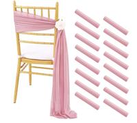 SPPEOUKJ 16Pcs 17x250cm Chiffon Chair Sashes 8 Set Sash Wedding Chair Covers Sage Green Pink Ribbon Wedding Party Aisle Chair Decor(16PC Pink)