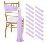 SPPEOUKJ 16Pcs 17x250cm Chiffon Chair Sashes 8 Set Sash Wedding Chair Covers Sage Green Pink Ribbon Wedding Party Aisle Chair Decor(16PC Purple)