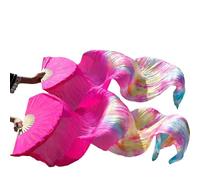 SPPEOUKJ 1pc Ventagli destri + 1 PC Ventagli sinistri 5 Dimensioni * 0,9 m (XXquot; * 35quot;) Velo da ventaglio in Seta Dipinto a Mano for Danza del Ventre, Colore Verde Mix(5,180cm-90cm)