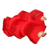 SPPEOUKJ 1pc Ventagli destri + 1 PC Ventagli sinistri 5 Dimensioni * 0,9 m (XXquot; * 35quot;) Velo da ventaglio in Seta Dipinto a Mano for Danza del Ventre, Colore Verde Mix(Black Green,180cm-90cm)