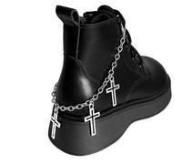 SPPEOUKJ 2 pezzi di catena for scarpe a forma di croce cava in metallo, scheletro multistrato in acciaio inossidabile for stivali da donna, accessori decorativi for gioielli fai da te