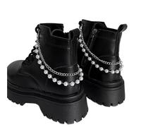 SPPEOUKJ 2 pezzi di catene for scarpe in metallo con ciondolo a forma di perla cava, accessori for scarpe da donna, stivali, feste, gioielli fai da te alla moda