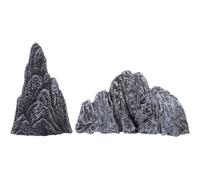 SPPEOUKJ 2pcs Miniature Resin Rockery Statue Realistic Small Mountain Landscape for Desktop Bookshelf Garden(11X7X5CM)