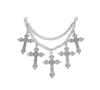 SPPEOUKJ Ciondolo a croce in metallo con catena multistrato punk for scarpe da donna, stivali, accessori decorativi, gioielli fai da te