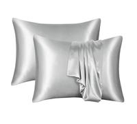 SPPEOUKJ Federa per Cuscino in Seta Federa in Seta Bianca Nera Grigia Blu copricuscini Decorativi for Letto di Lusso Confortevole for la casa for Ipoallergenica(Light Gray,1PCx51x76cm(20x30in))