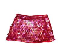 SPPEOUKJ Minigonne Corte con Paillettes Donna Summer Party Shiny Sparkle Side Split Bowknot Legato Scavato a Vita Bassa(Red,L)