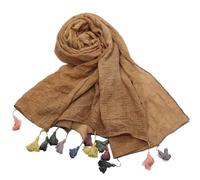 SPPEOUKJ Sciarpa in cotone e lino tinta unita sporca, due estremità, con barba a scopa, punta chiusa, scialle da donna(Color 02)