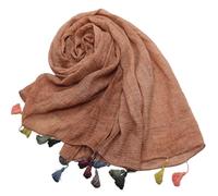 SPPEOUKJ Sciarpa in cotone e lino tinta unita sporca, due estremità, con barba a scopa, punta chiusa, scialle da donna(Color 01)