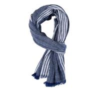 SPPEOUKJ Sciarpa invernale da uomo in cotone e lino tinto in filo, con nappa, calda e autunnale, lunga, morbida, a righe, da uomo(Dark Blue)