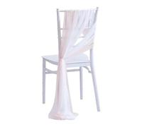 SPPEOUKJ Set of 10 Like Chiffon Chair Sashes Wedding Chair Decoration for Aisle Decorations Party Banquet Event Baby Shower，17x250cm Long(Light Pink And White)