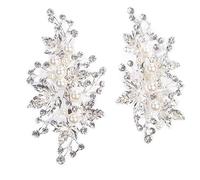 Sppry Fermagli per capelli da sposa (2 pezzi), accessori per capelli con perle di strass, per donne da sposa, colore: argento