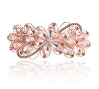 Sppry Grande fermaglio per capelli con strass per donne, design floreale (rosa)