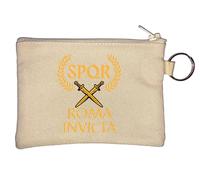SPQR Roma Invicta Portachiavi Portamonete Beige