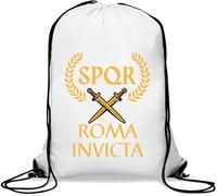 SPQR Roma Invicta - Sacca da palestra casual con coulisse, colore: Bianco