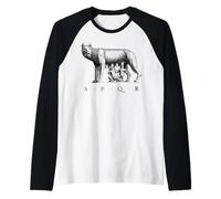 SPQR Roma Romana Lupo Romolo Remo Maglia con Maniche Raglan