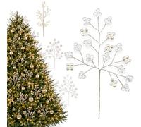 Spray decorativi per alberi di Natale con perline di cristallo, (Bianco * 20)