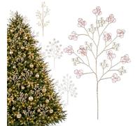 Spray decorativi per alberi di Natale con perline di cristallo, (Rosa * 20) | Set da 20 pezzi di scintillanti ornamenti natalizi - spray decorativi creativi per alberi di Natale.