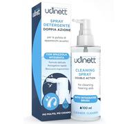 Spray Detergente per Cura e Pulizia Apparecchi Acustici 100ml con Spazzola Integrata Udinett Igienizzante per Auricolari Cuffiette Bluetooth Formula Delicata Rimuove Cerume e Sporco Effetto Immediato