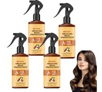 Spray di protezione termica per capelli con olio di argan, protezione termica per lisciare e lisciare, spray per lo styling per controllare l'effetto crespo, formulato leggero, lucido (4 pezzi)