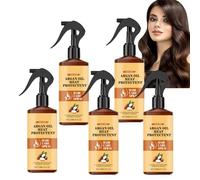 Spray di protezione termica per capelli con olio di argan, protezione termica per lisciare e lisciare, spray per lo styling per controllare l'effetto crespo, formulato leggero, lucido (5 pezzi)