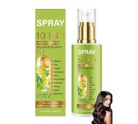 Spray lisciante e lucido 10 in 1 per capelli crespi e secchi, spray alla cheratina vegetale, balsamo spray senza risciacquo, non grasso, idratante e liscio