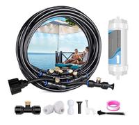 Spray Mist Cooling Irrigation System,DIY Water Mist Cooling System 8M/23M Misting Line with 8/23 Nozzles,Detachable Outdoor Misting Cool for Outside Patio Garden Greenhouse Umbrella (15M)