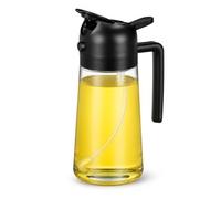 Spray Olio Spruzzino Olio 2-in-1 - Dosatore in Vetro Scuro Anti-Luce da 470ml per Friggitrice ad Aria - Oliera Spray e Versatore per Cucina - Nebulizzatore Professionale per Olio di Oliva e Aceto - Ne