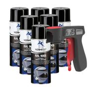 Spray Per Auto RAL 9005 Nero Lucido Vernice Spray 6x 400ml + PG
